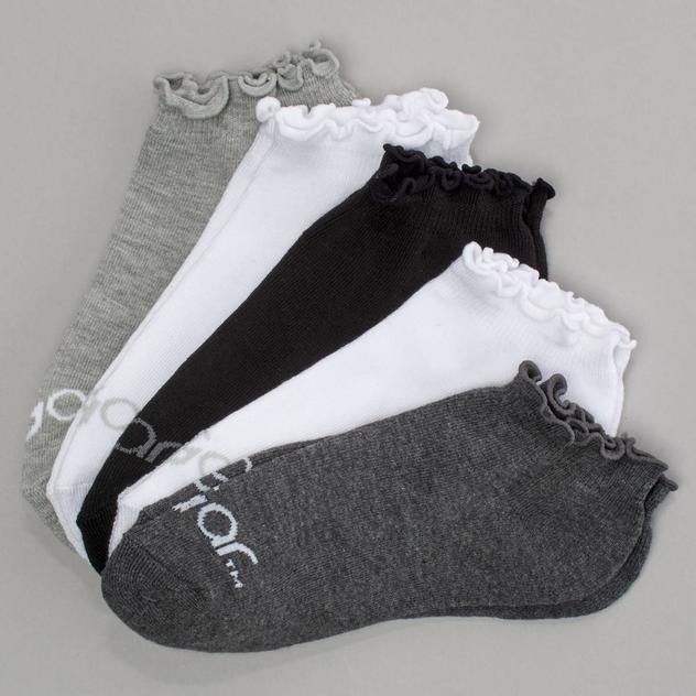 Girls Sugar™ 5pk. Lettuce Edge 1/2 Cushion Quarter Socks