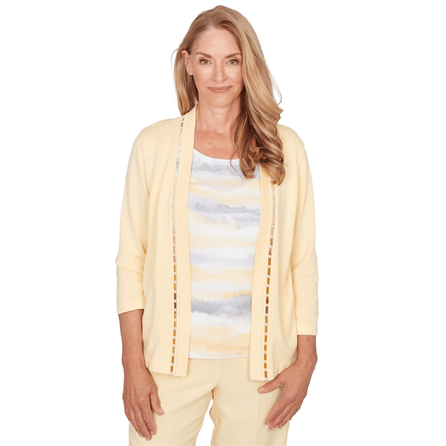 Womens Alfred Dunner Al Fresco Pearl Two In One Blouse