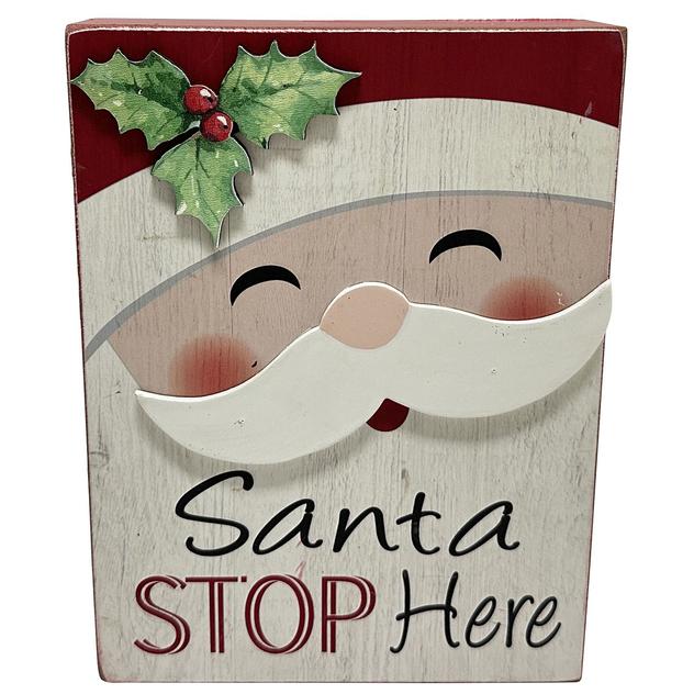 Santa Stop Here Block Sign