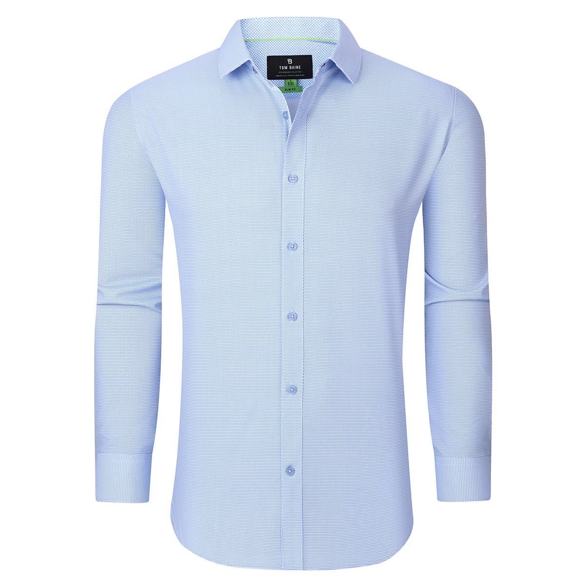 Mens Tom Baine Slim Fit Performance Geo Dress Shirt - Blue