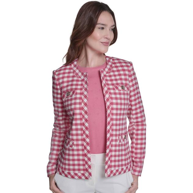 Womens Tommy Hilfiger Long Sleeve Open Front Gingham Blazer