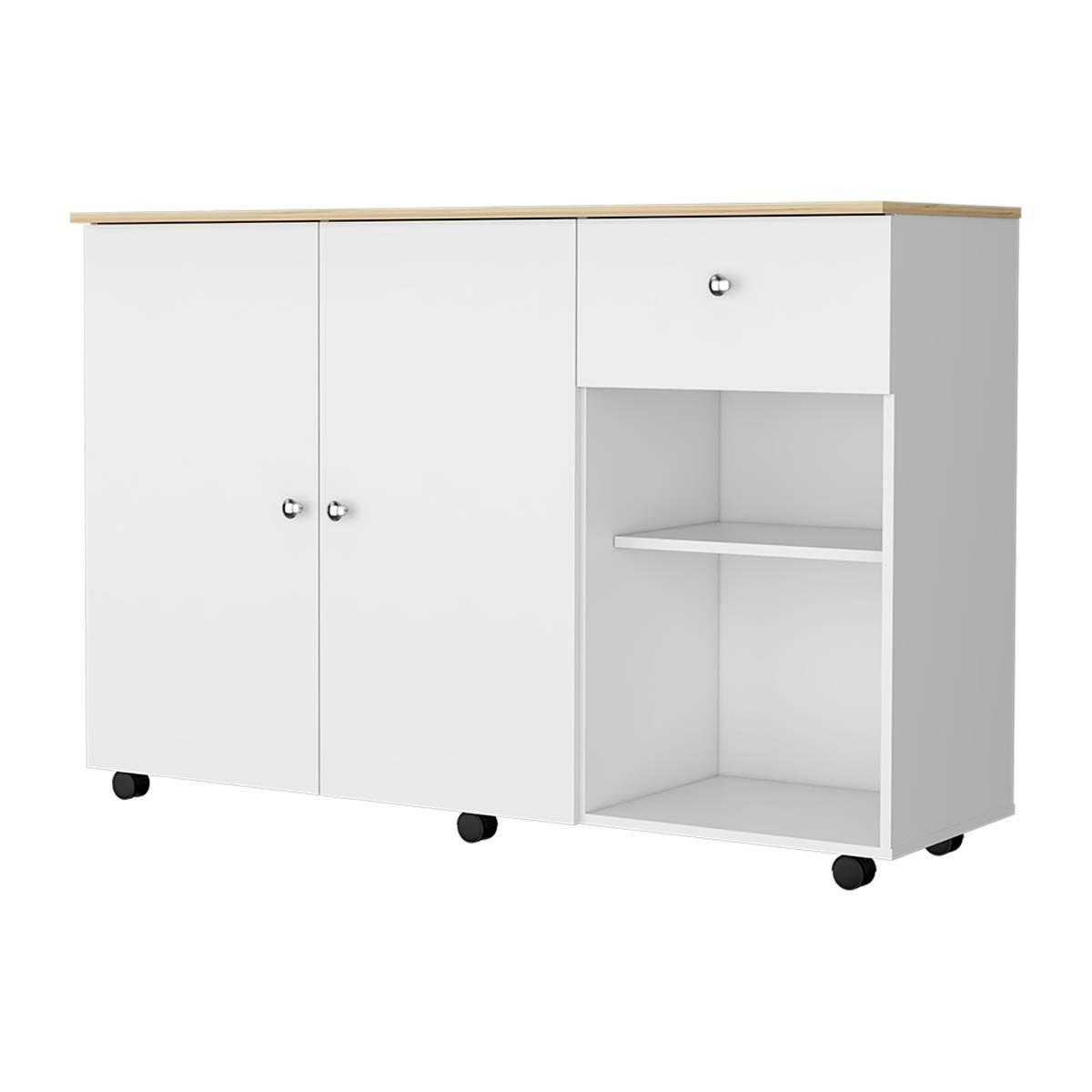 FM FURNITURE Chico White Kitchen Island