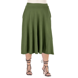 Plus Size 24/7 Comfort Apparel Pleated Pocket Midi Skirt