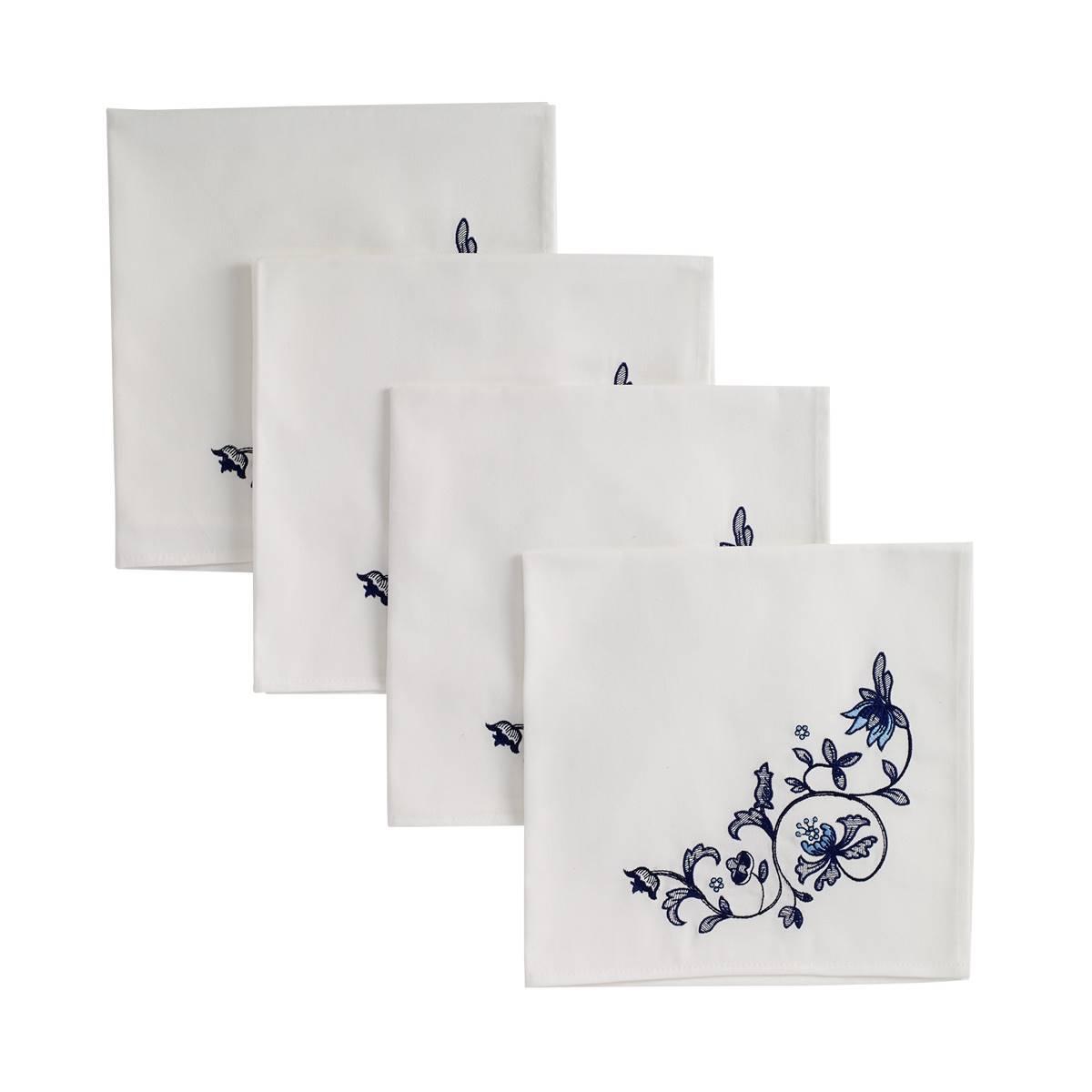 Spode(R) Blue Portofino Blue & White Floral Napkins - Set of 4