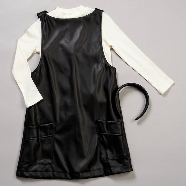 Girls (7-16) BTween® Pleather Jumper & Long Sleeve Tee Set
