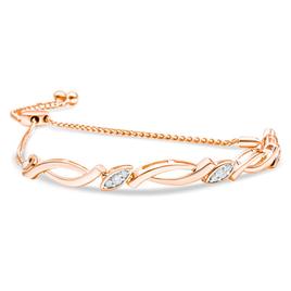 Haus of Brilliance 14kt. Rose Gold Plated Diamond Bolo Bracelet