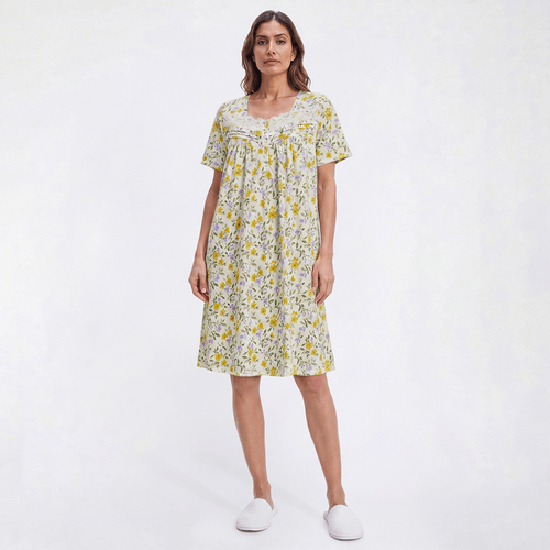 Womens Elegant Dreams Short Sleeve Floral Nightgown