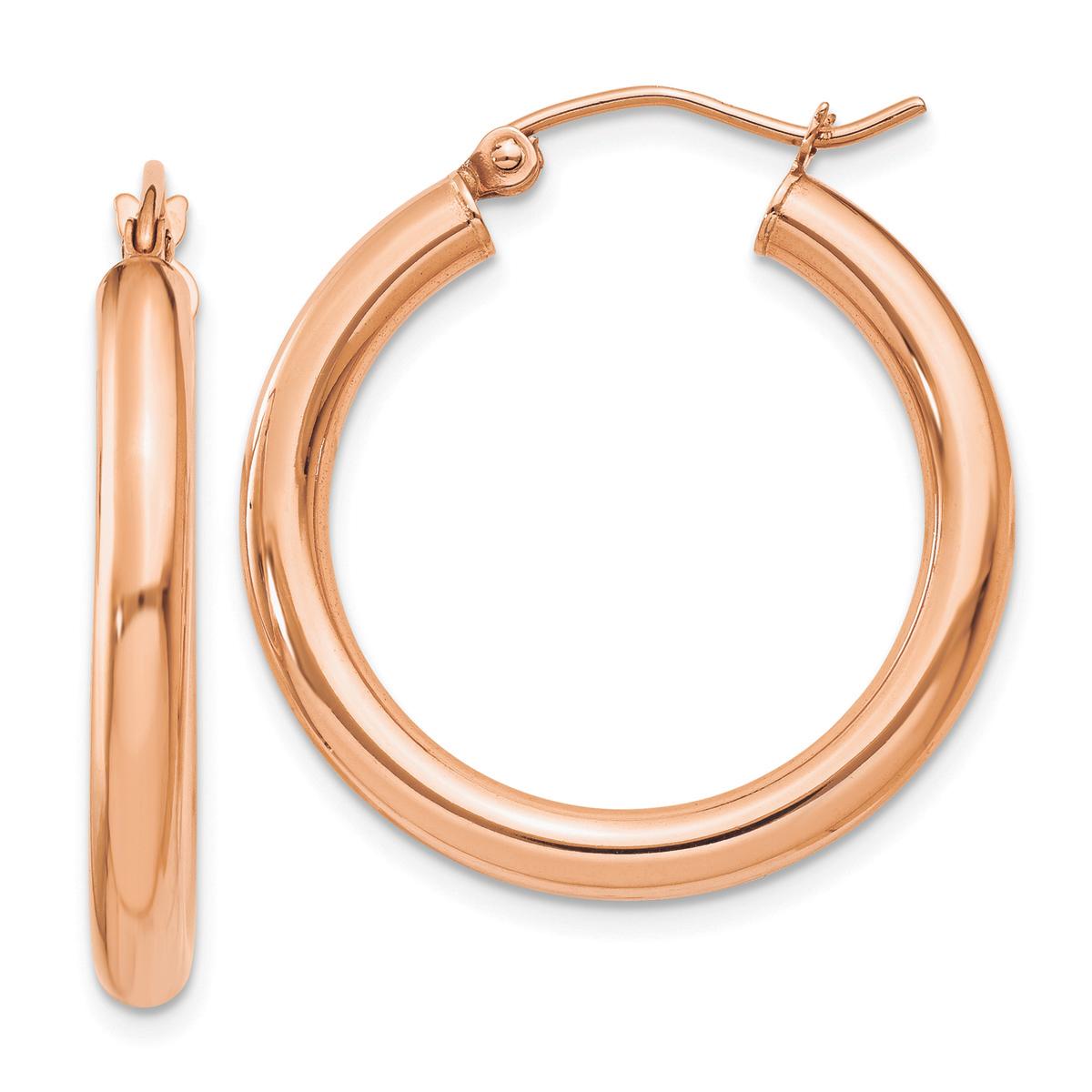 Gold Classics(tm) 14kt. Rose Gold 25mm Tube Hoop Earrings