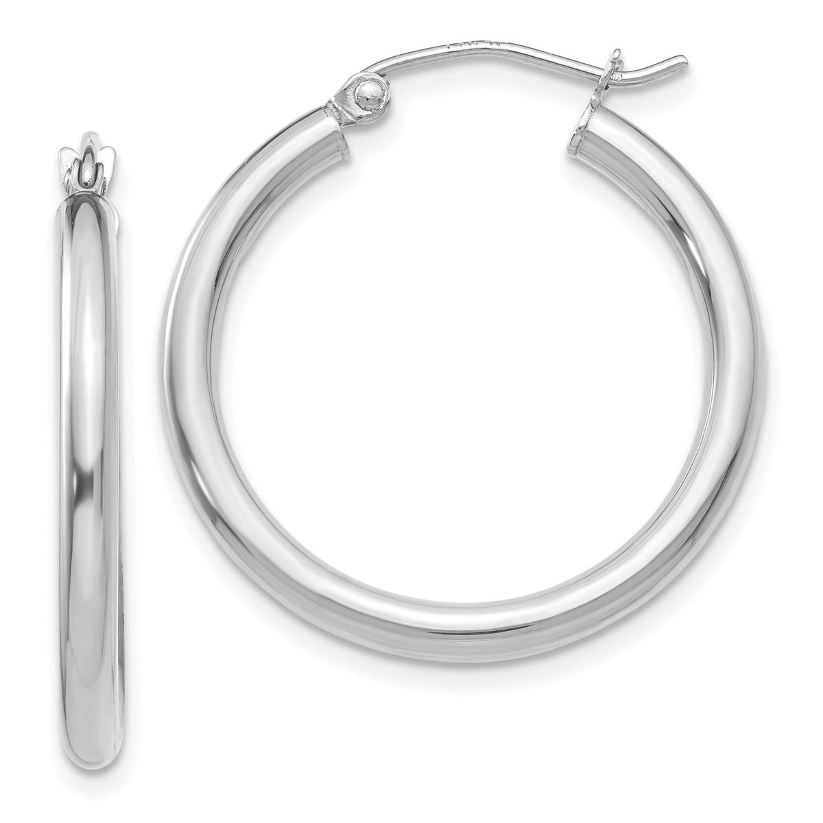 Gold Classics(tm) 14kt. White Gold 2.5mm Tube Hoop Earrings