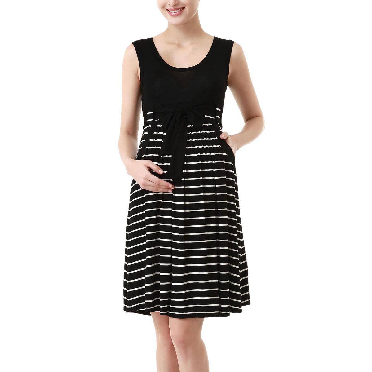 Womens Glow & Grow(R) Scoop Neck Stripe Maternity A-Line Dress