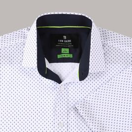 Mens Tom Baine Short Sleeve Slim Fit Anchor Dress Shirt - Blue