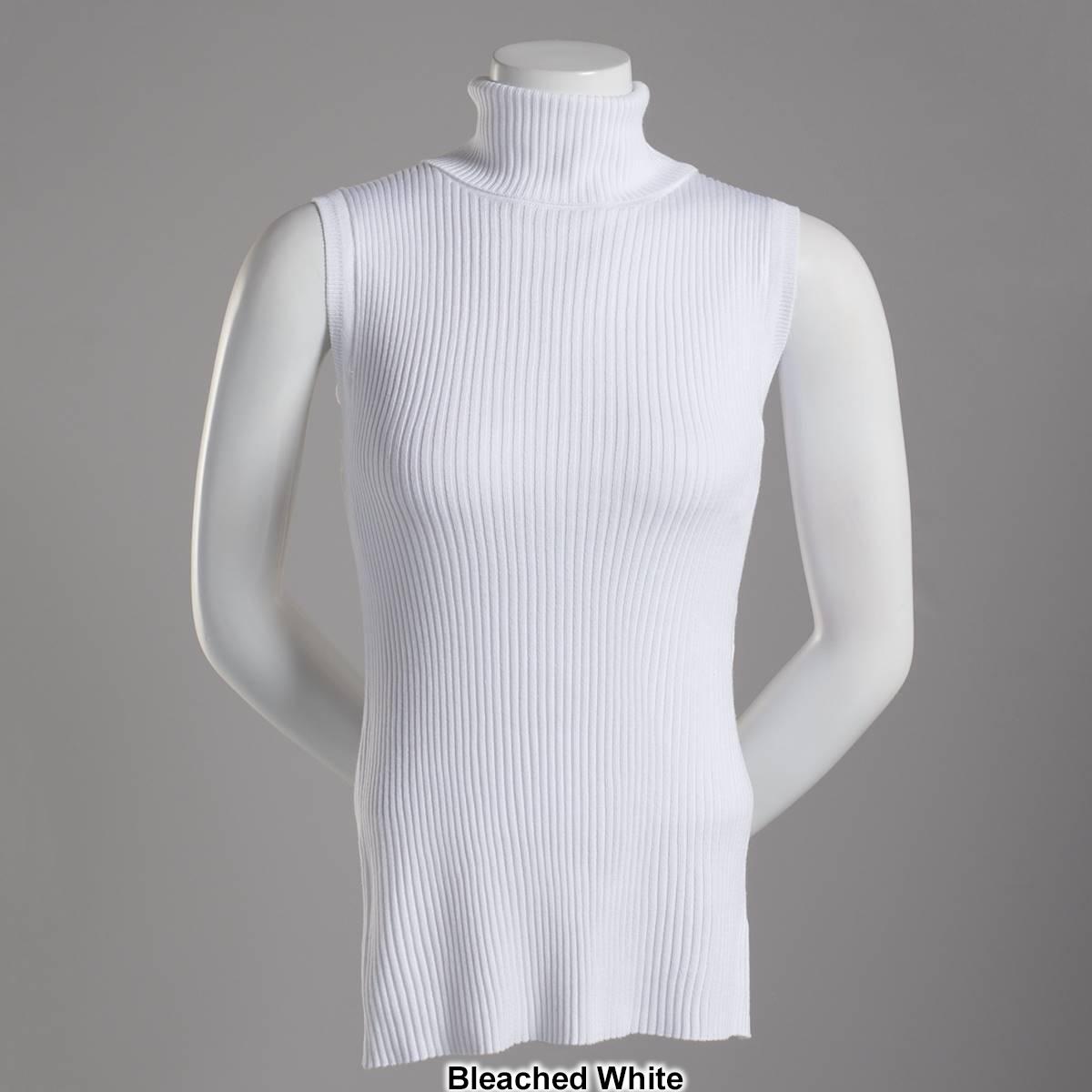 Plus Size Retrology Sleeveless Turtleneck Sweater