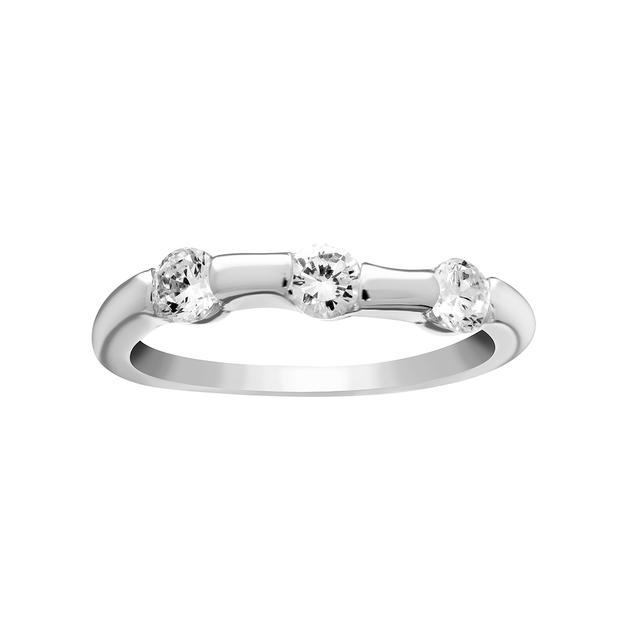 Marsala Fine Silver Plated 3-Stone Clear CZ Band Ring