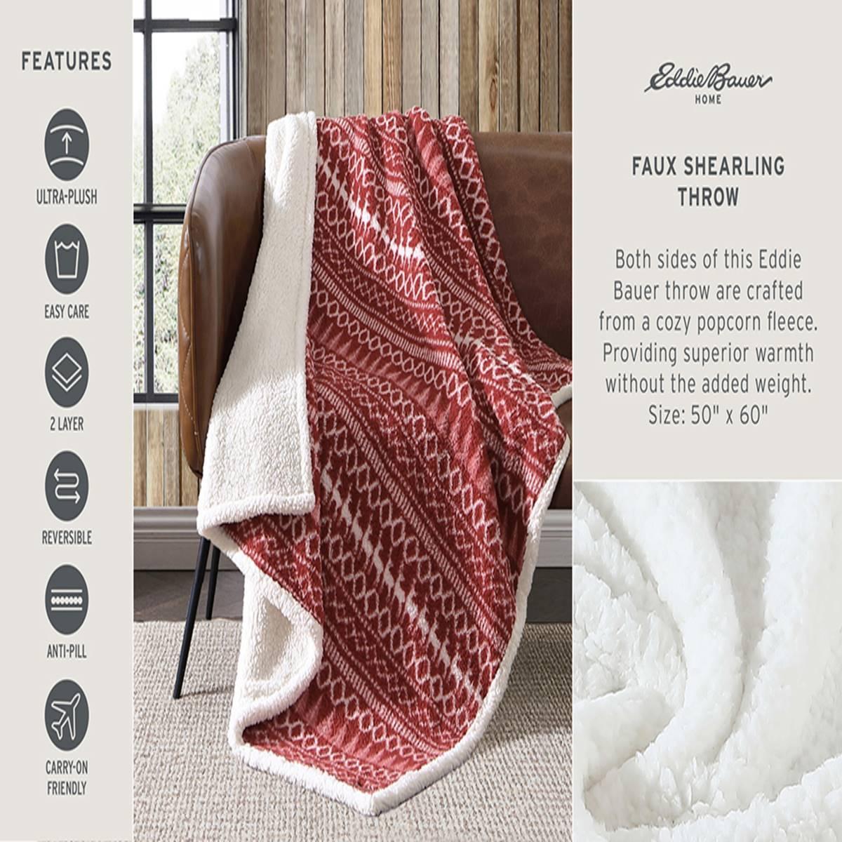 Eddie Bauer Bunkhouse Plaid Sherpa Throw