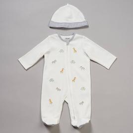 Baby Unisex (NB-9M) Little Me(R) Embroidered Safari Footie with Hat