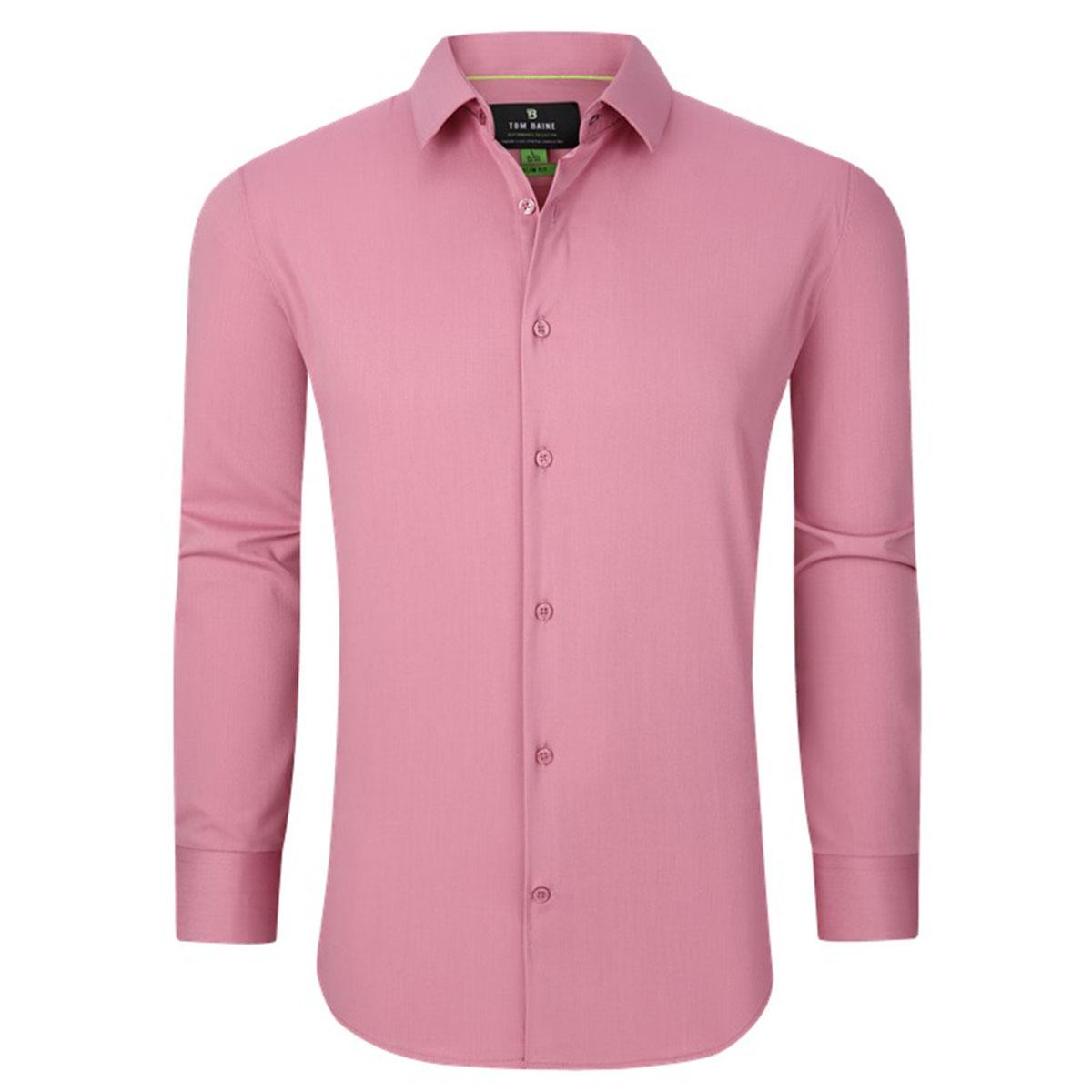 Mens Tom Baine Short Sleeve Slim Fit Bamboo Dress Shirt - Rose