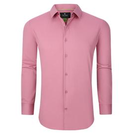 Mens Tom Baine Short Sleeve Slim Fit Bamboo Dress Shirt - Rose