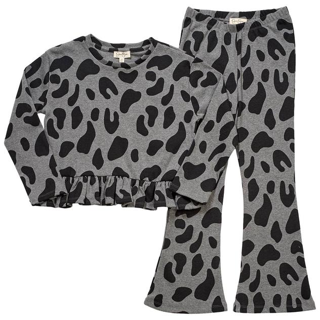 Girls (7-16) Jessica Simpson Leopard Top & Flare Pants Set