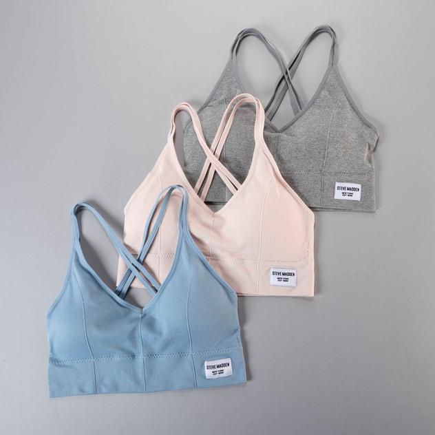 Womens Steve Madden 3pk. Strappy Lounge Bralettes SM01751A3