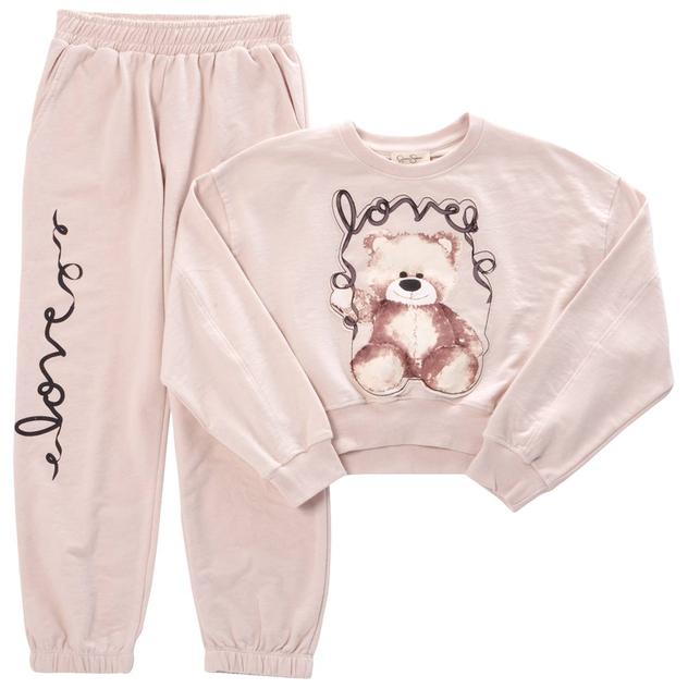 Girls (7-12) Jessica Simpson Bear French Terry Crewneck w/Joggers