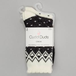 Womens Cuddl Duds 2Pk Colorblock Crew Socks
