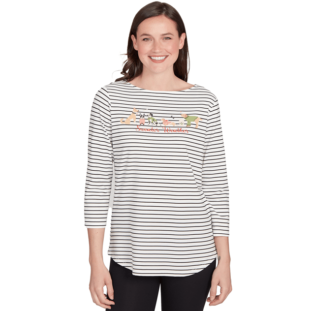 Petite Ruby Rd. Must Haves II Holiday Dogs Stripe Tee