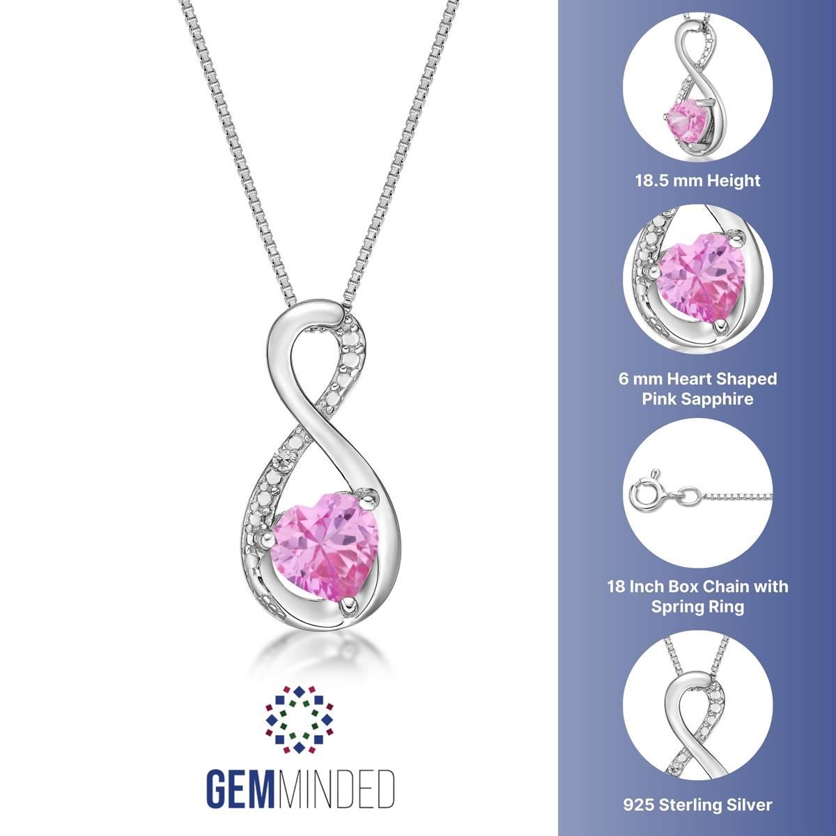 Gemminded Sterling Silver 6mm Heart Created Sapphire Pendant