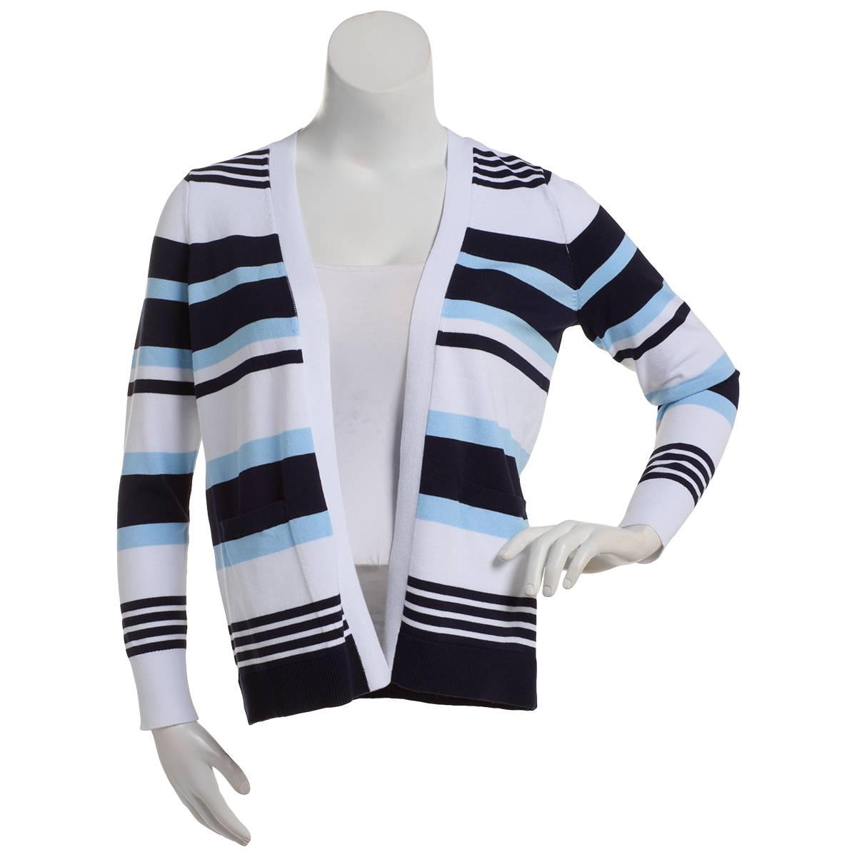 Womens Verve Ami Long Sleeve Variegated Stripe Cardigan