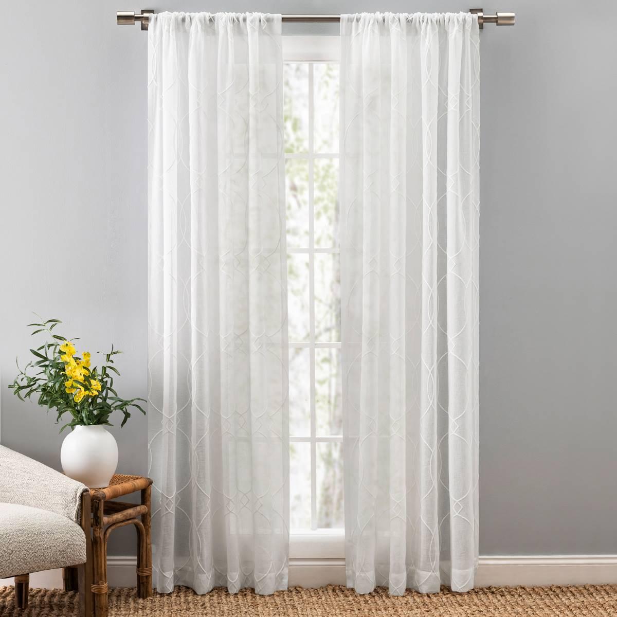 Haley Embroidered Sheer Curtain Panel