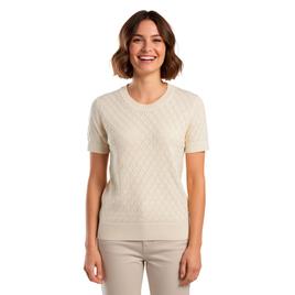Womens Nautica Short Sleeve Pointelle Diamond Sweater