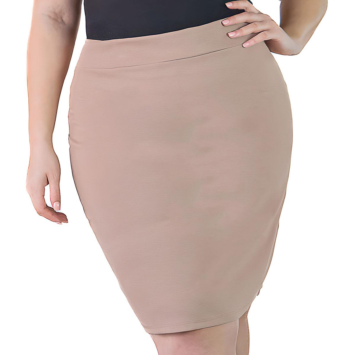 Plus Size 24/7 Comfort Apparel Solid Knee Length Pencil Skirt