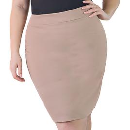Plus Size 24/7 Comfort Apparel Solid Knee Length Pencil Skirt