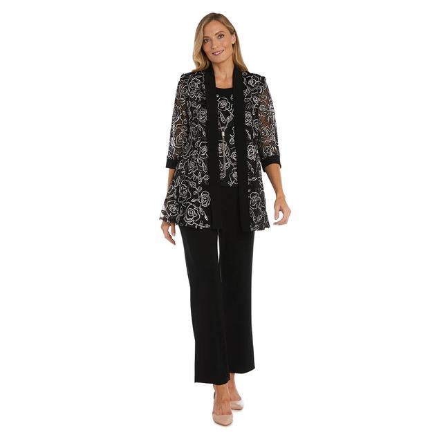 Womens R&M Richards 3pc. Long Sleeve Rose Soutache Pants Set