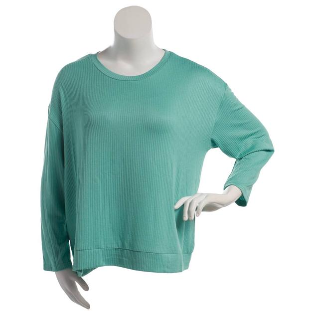 Plus Size MUK LUKS® Long Sleeve Ribbed Butterknit Scoop Neck Tee
