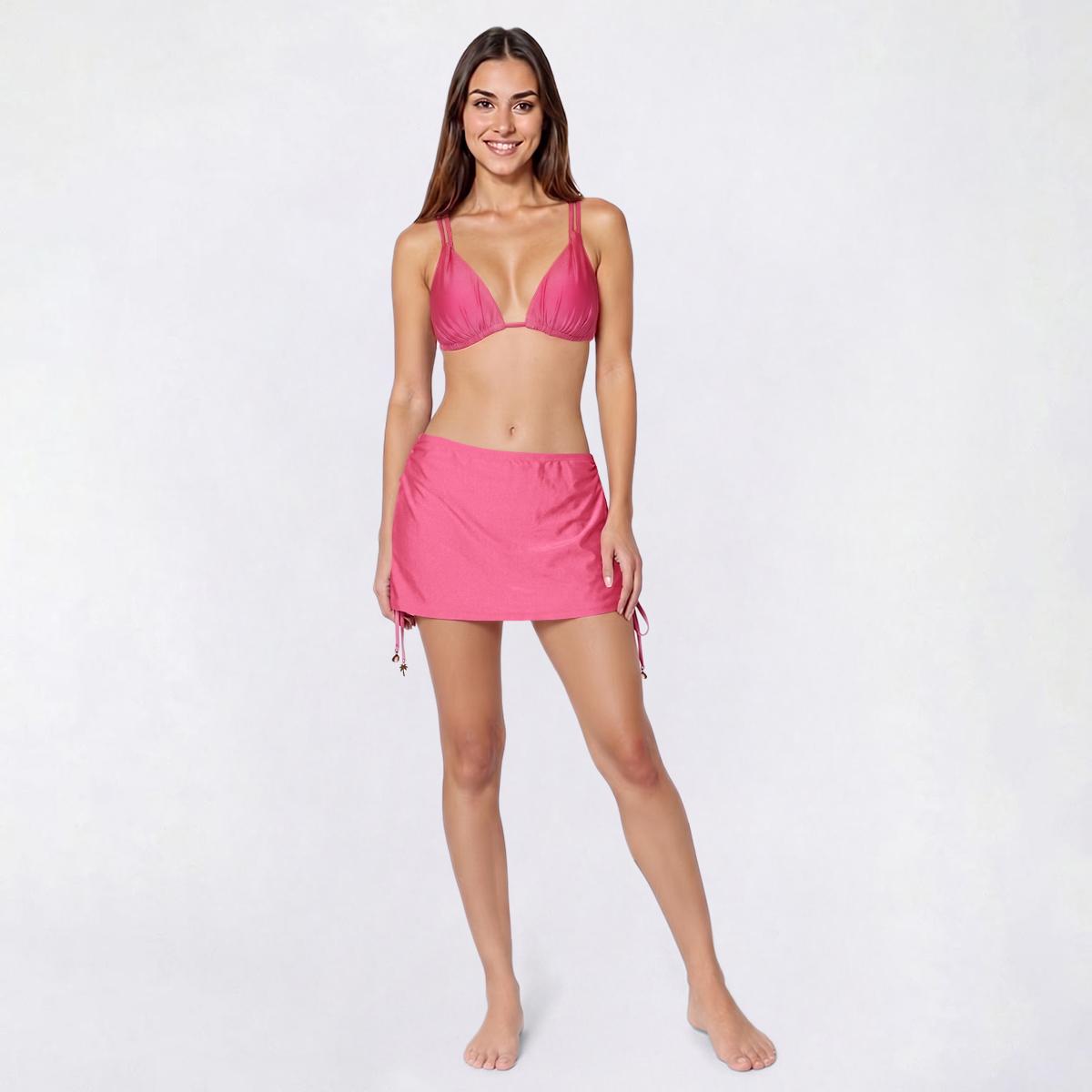 Womens Catherine Malandrino Ruch Skirt Solid Bikini Swim Set