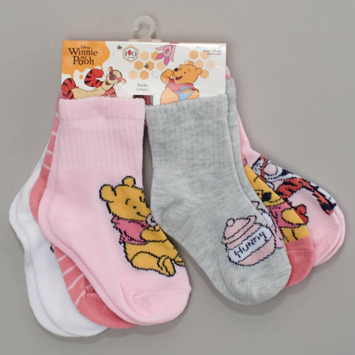 Toddler Girl 5pr. Winnie The Pooh Gripper Socks