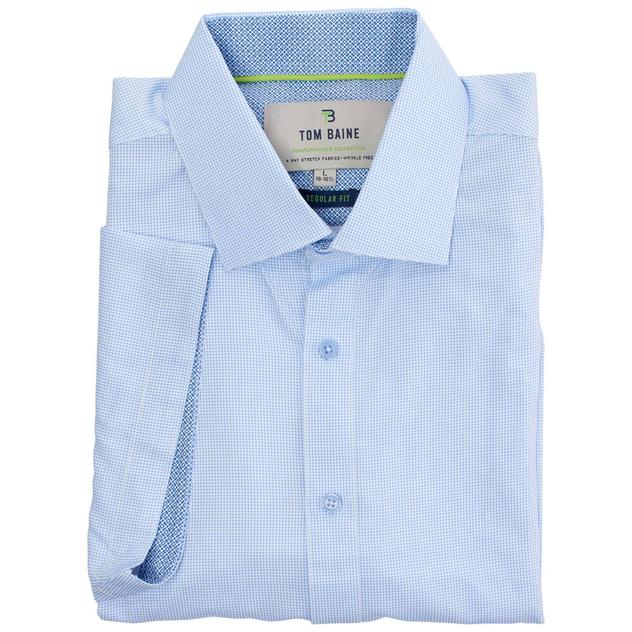 Mens Tom Baine Short Sleeve Regular Fit Checkered Dress Shirt