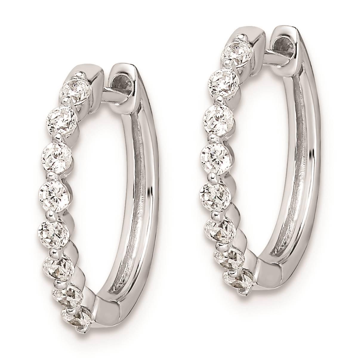 Pure Fire 14kt. White Gold 1/3ctw. Diamond Hinged Hoop Earrings