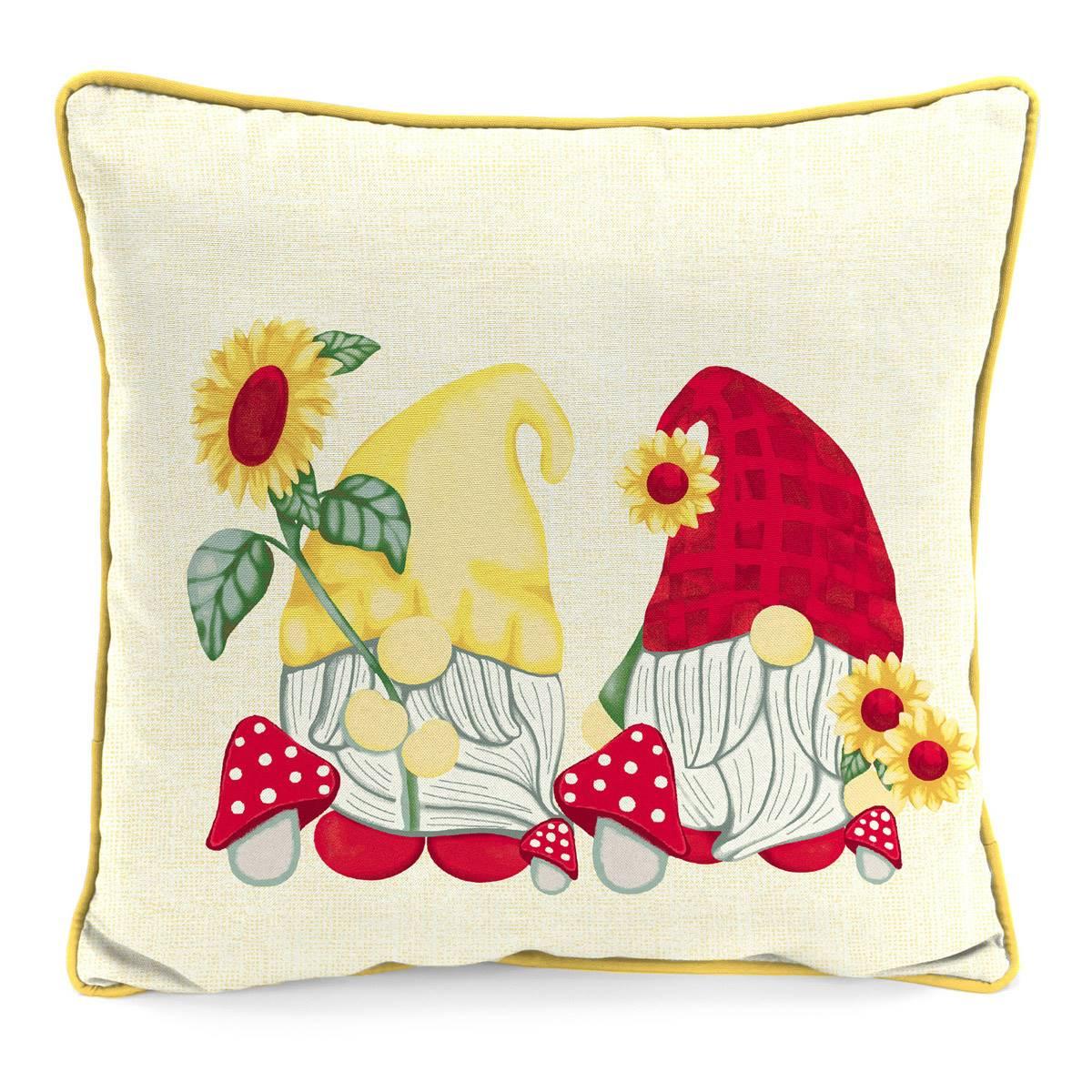 Jordan Manufacturing Gnome Daisies Outdoor Throw Pillow