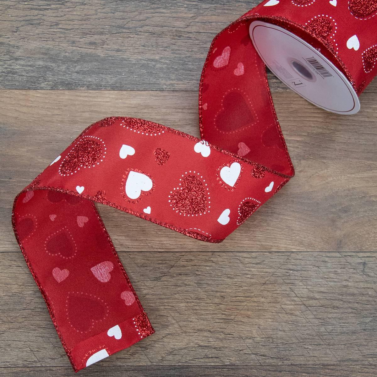 Northlight Seasonal 30ft. Glittered Hearts Craft Ribbon