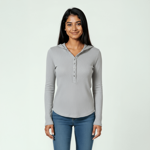 Juniors Madden Girl Long Sleeve Waffle Henley Hoodie