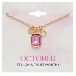 October Birthstone Crystal Charm Necklace