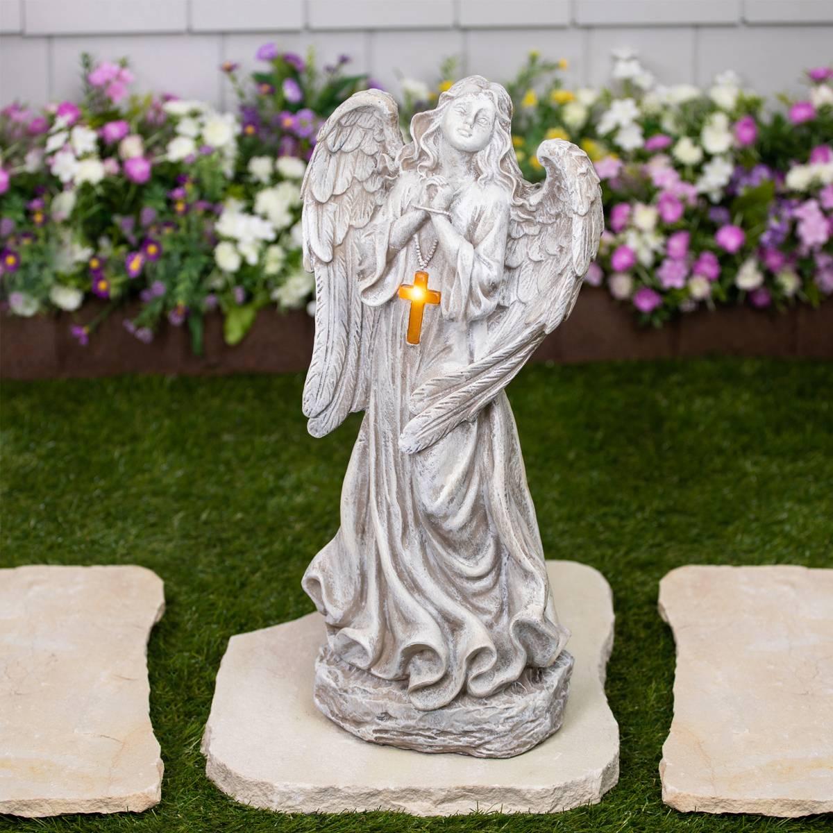 Northlight Seasonal LED Solar Angel w/ Cross Garden Statue