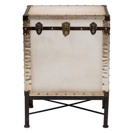 Baxton Studio Laura Vintage White Canvas Lift-Top End Table