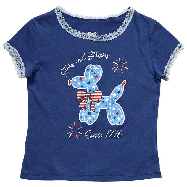 Girls (4-6x) Sweet Butterfly® Stars & Stripes Balloon Dog Tee