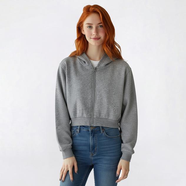 Juniors Urban Rebel Drop Shoulder Cropped Zip Up Hoodie