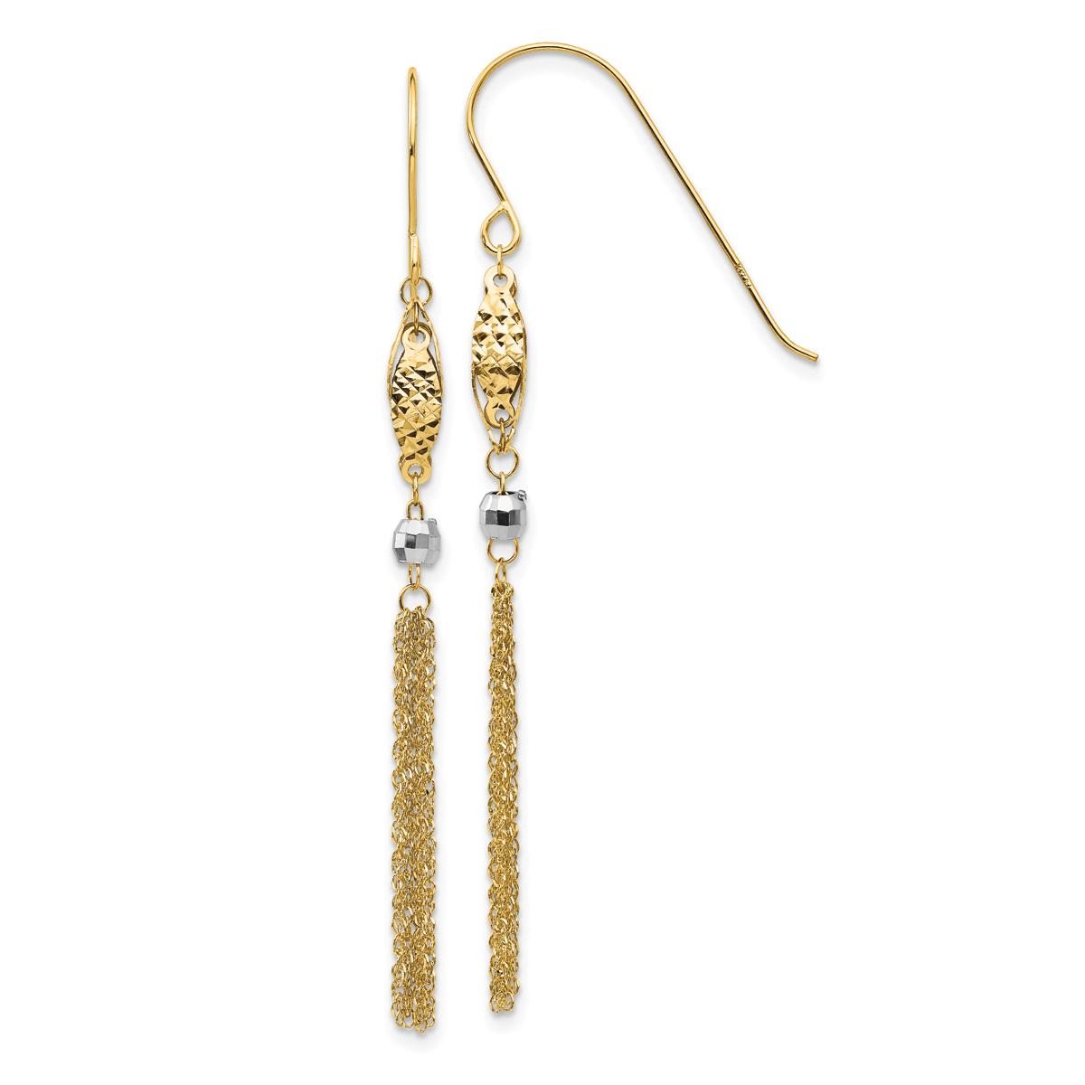 Gold Classics(tm) 14kt. Two-Tone Bead & Chain Earrings