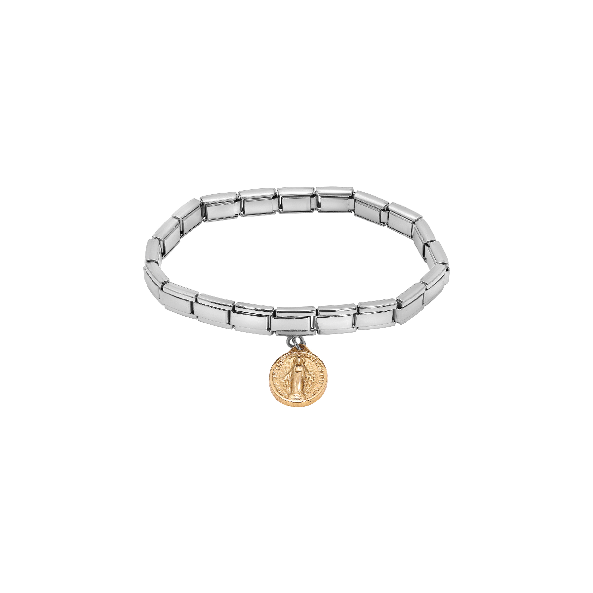 Symbols of Faith Silver Tone Miraculous Medal Charm Bracelet
