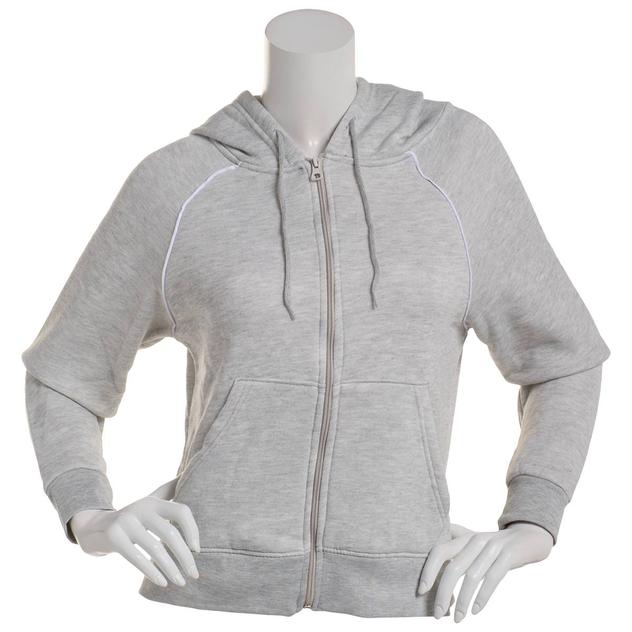 Juniors Green Goddess Fleece Raglan Piping Zip Up Hoodie