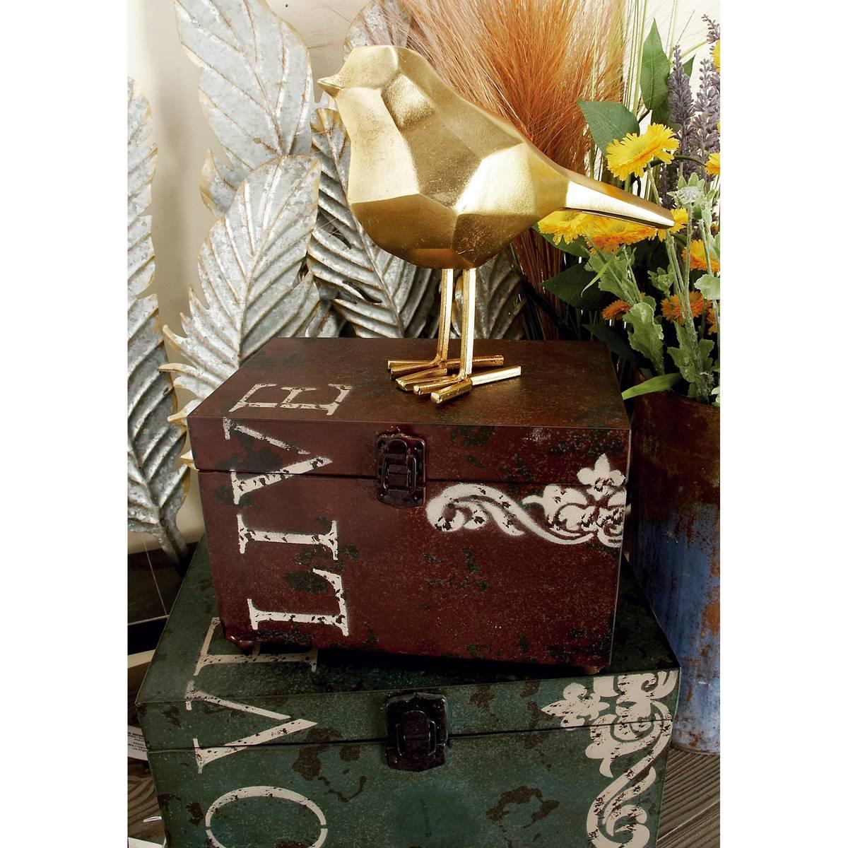 9th &amp; Pike® Metal Chest Storage Trunk Boxes - Set Of 3